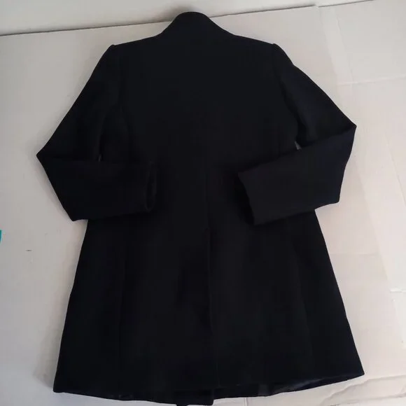 Mango Wool Blend Double Breasted Mid-Thigh Suit Coat Navy Blue Women’s XXS EUC - Picture 8 of 16